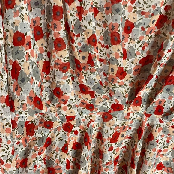 Hayden Los Angeles Red peach and Gray sheer Floral Blouse - Picture 2 of 5